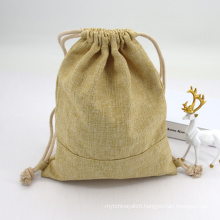 Custom Natural Plain Burlap Fabric Drawstring Bags Eco Friendly Small Jute Coffee Drawstring Bag